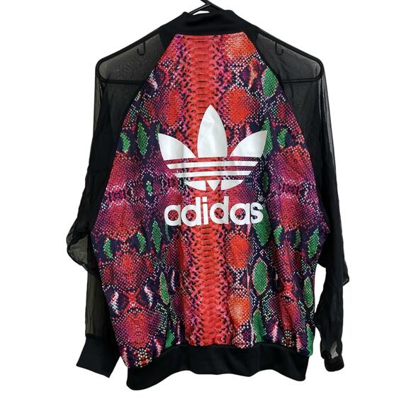 Adidas Originals Snake Mesh Track Jacket Mens Small Multi Full Zip Sheer Sleeves - Picture 1 of 12